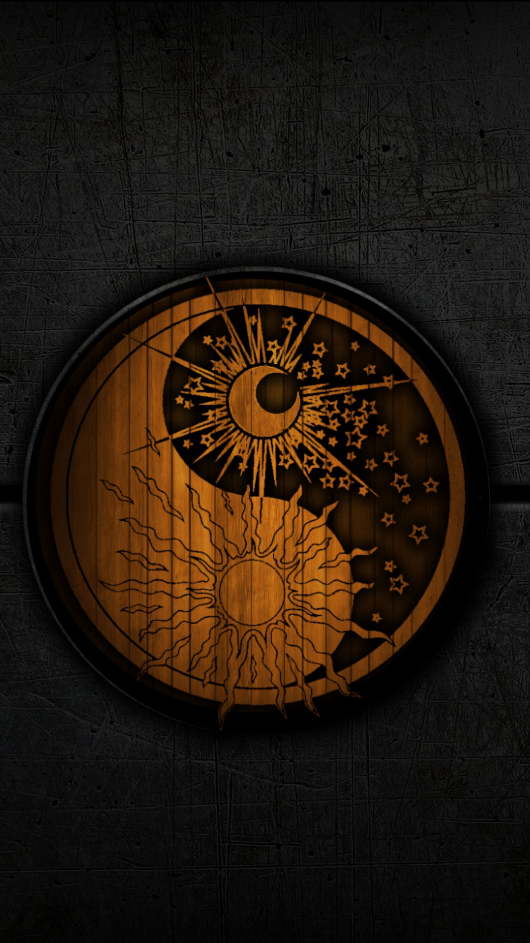 Обои крупный план, лого, круг, символ в разрешении 750x1334