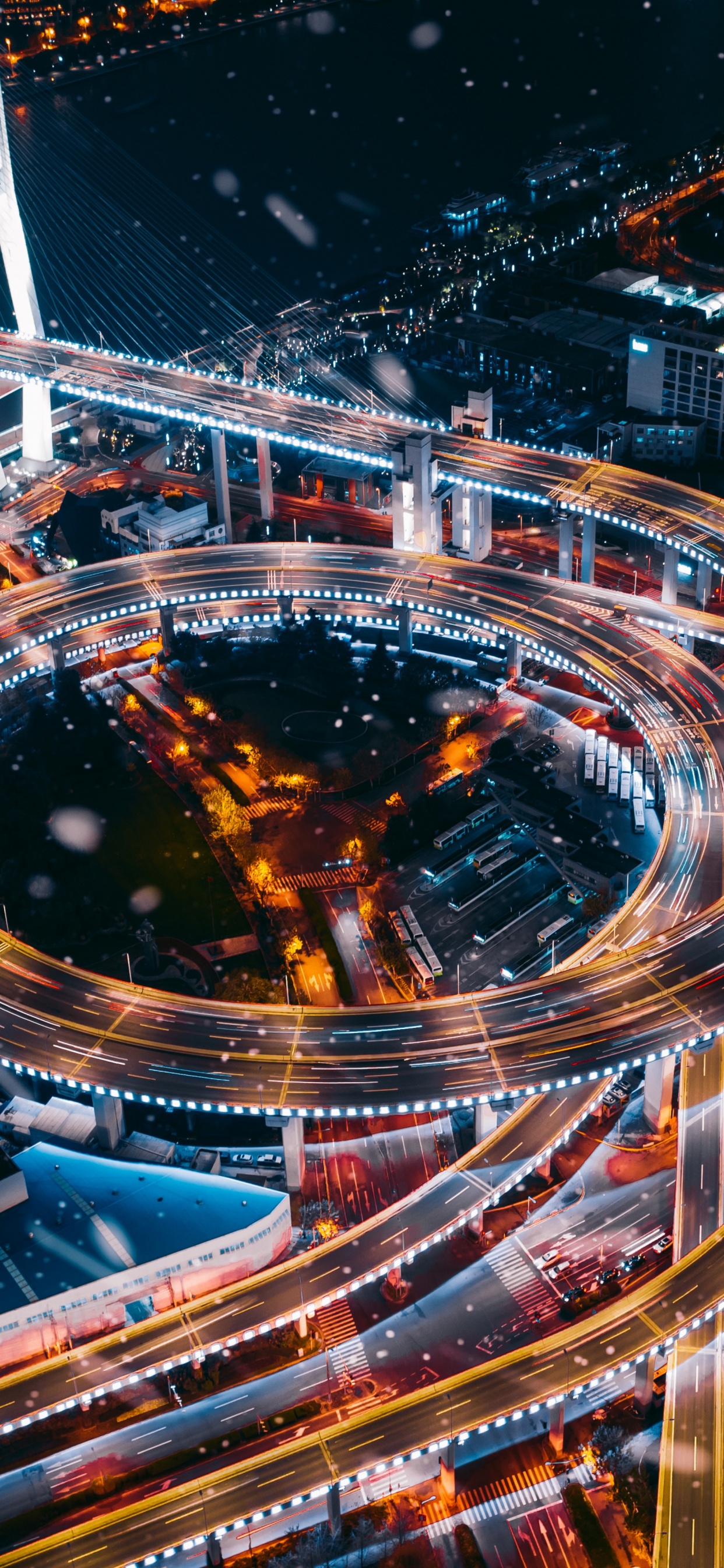 Обои телефон с ночным видом на город, город, Шанхай, здание, городской пейзаж в разрешении 1242x2688