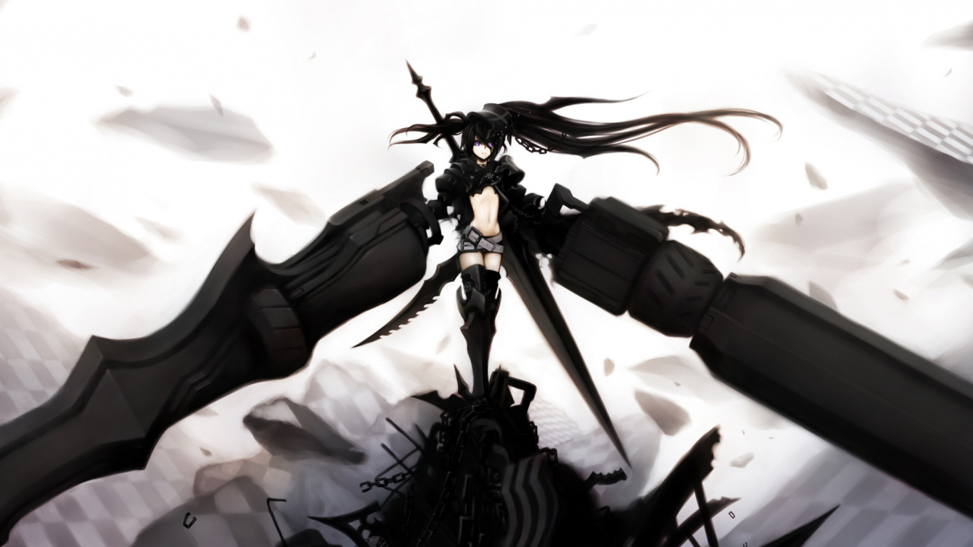 Обои черный рок шутер, аниме, Оригинальная видео анимация, Черное Золото Увидел, фан арт в разрешении 1366x768