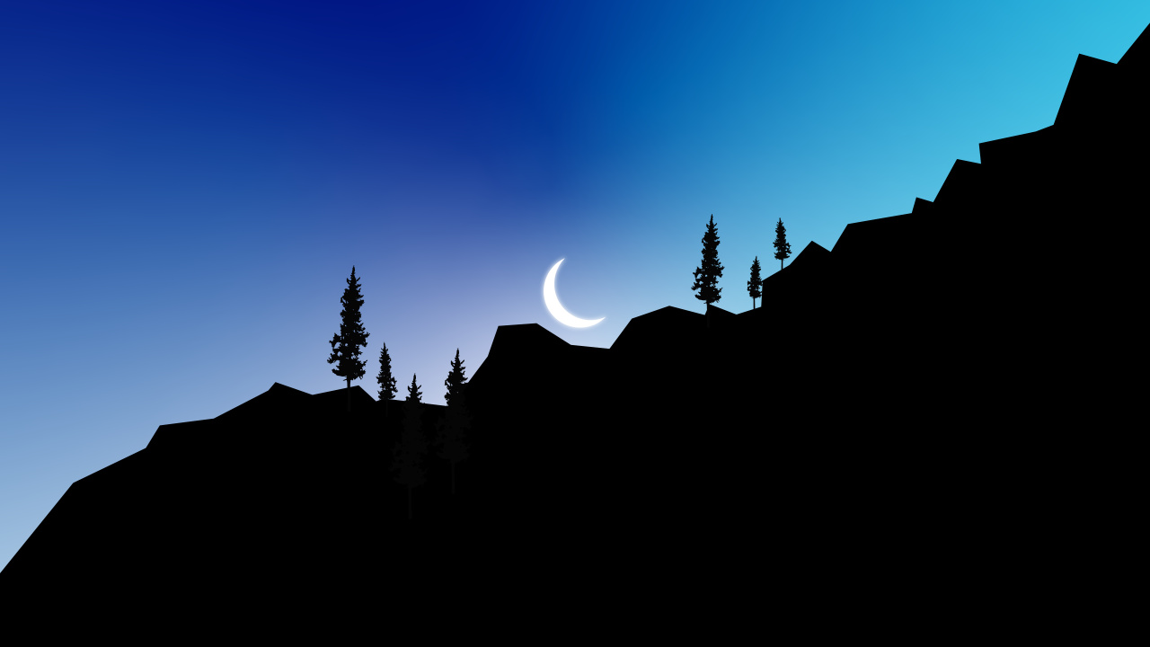 Обои атмосфера, облако, луна, окружающая среда, дерево в разрешении 1280x720