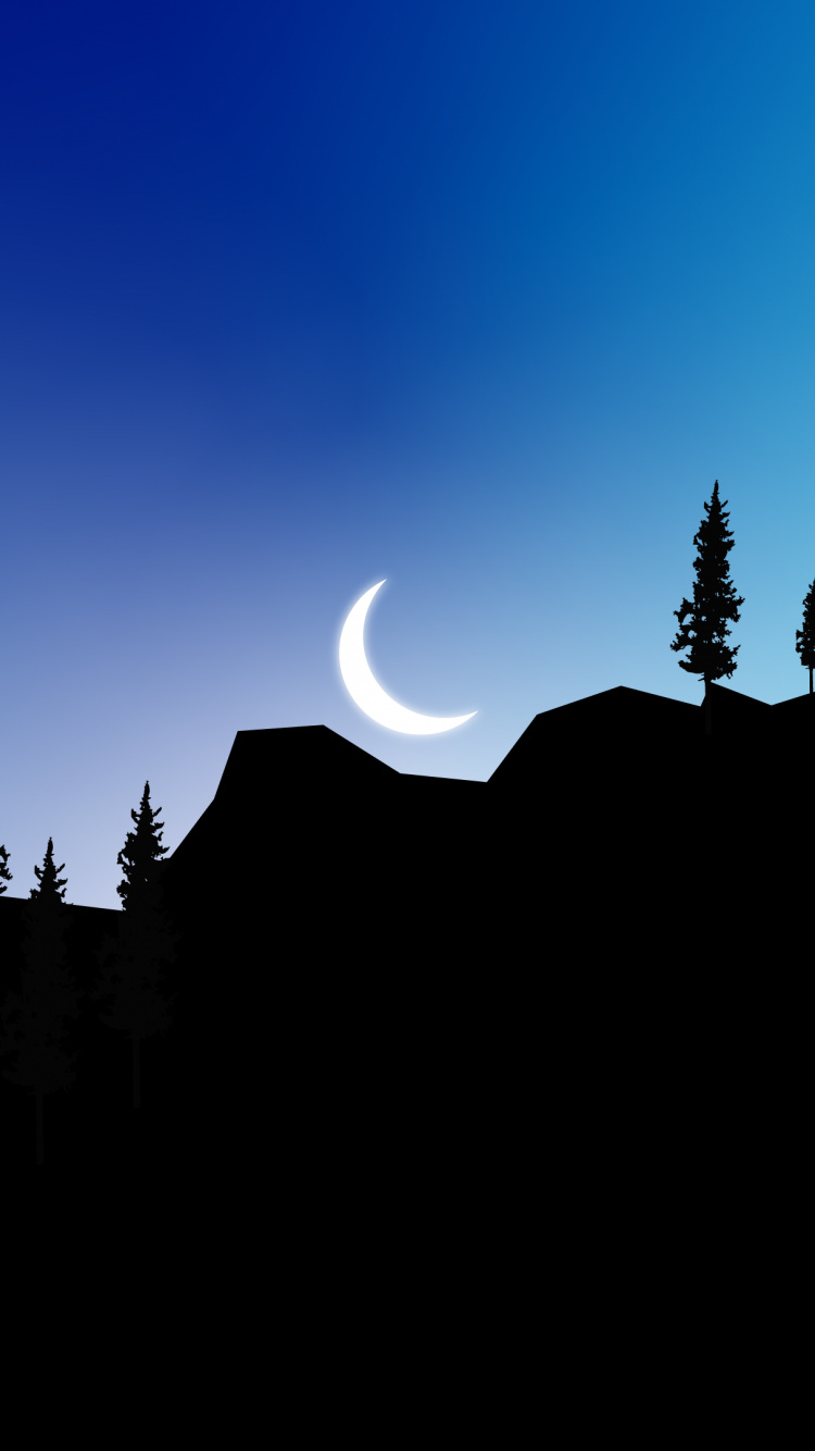 Обои атмосфера, облако, луна, окружающая среда, дерево в разрешении 750x1334