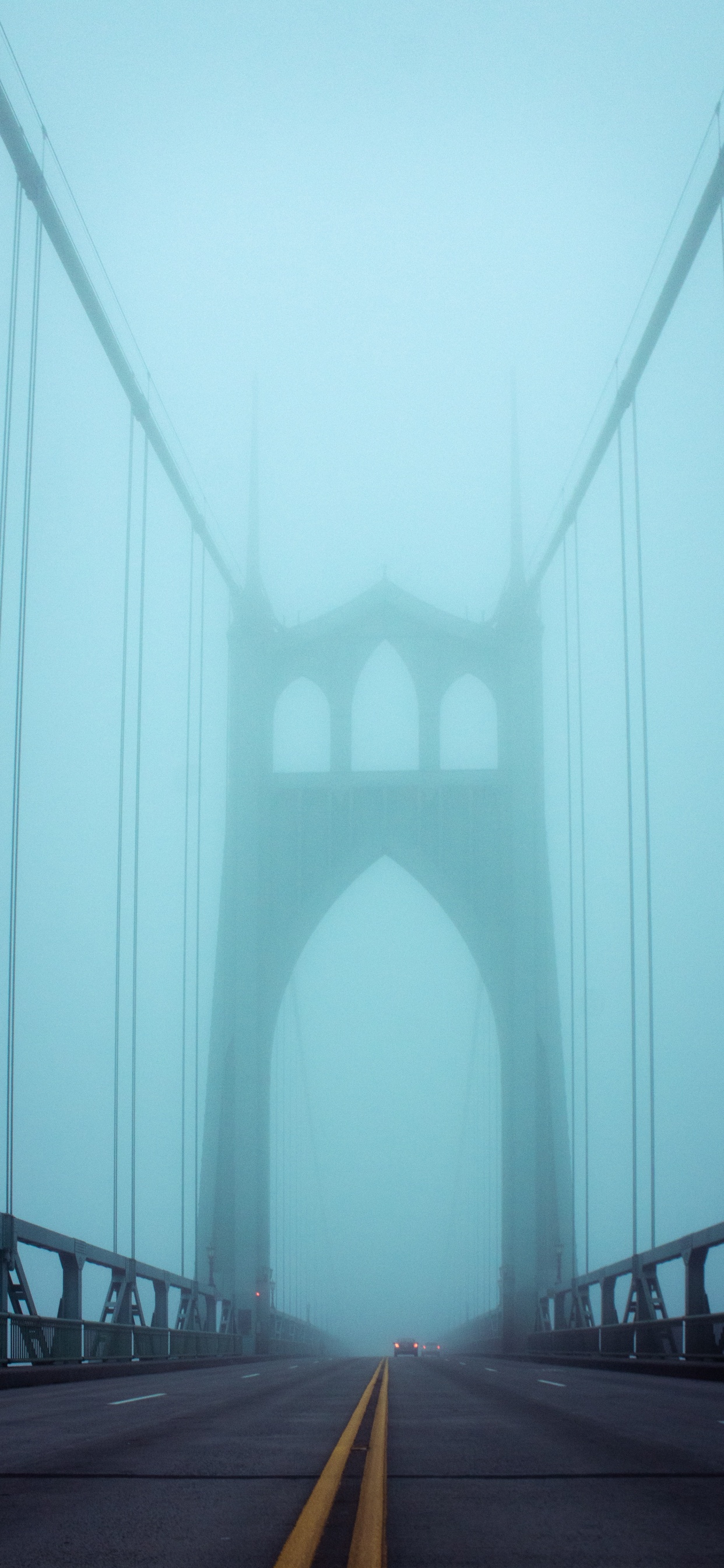 Обои Моста Св Джонса, мост, подвесной мост, дымка, архитектура в разрешении 1242x2688