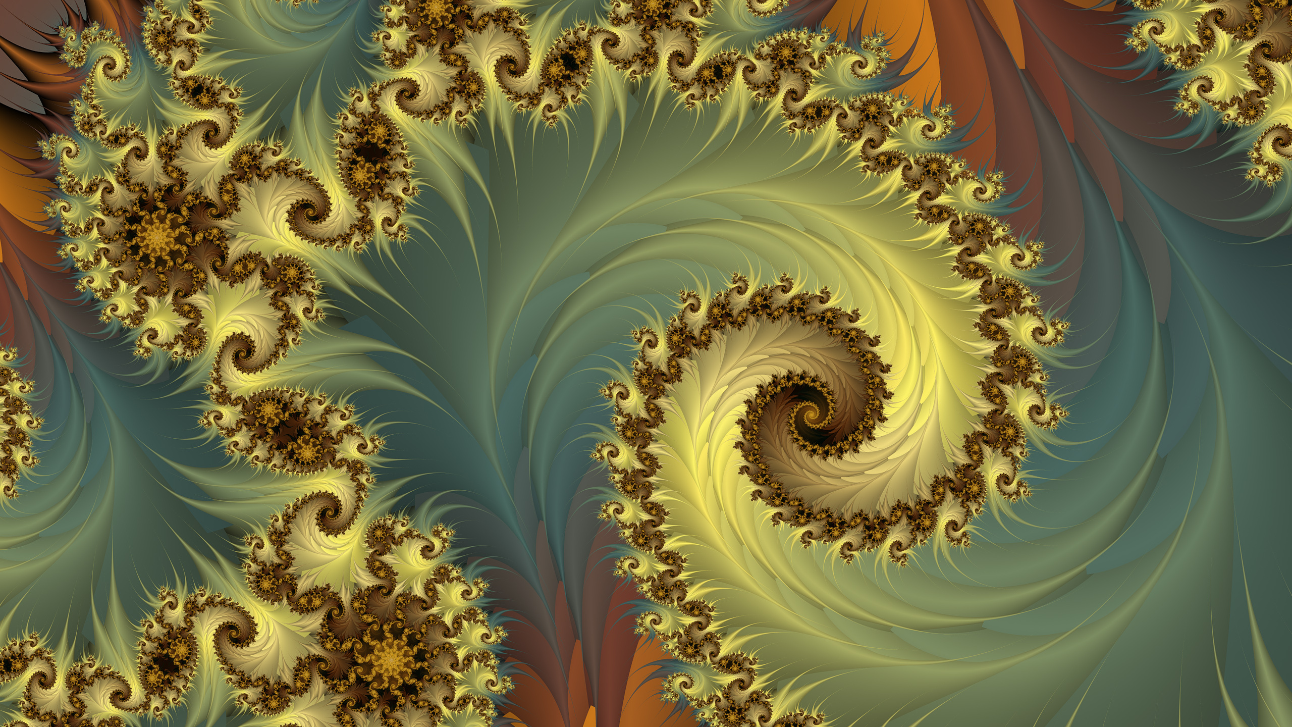 Обои фрактал, фрактальное искусство, арт, узор, дизайн в разрешении 2560x1440