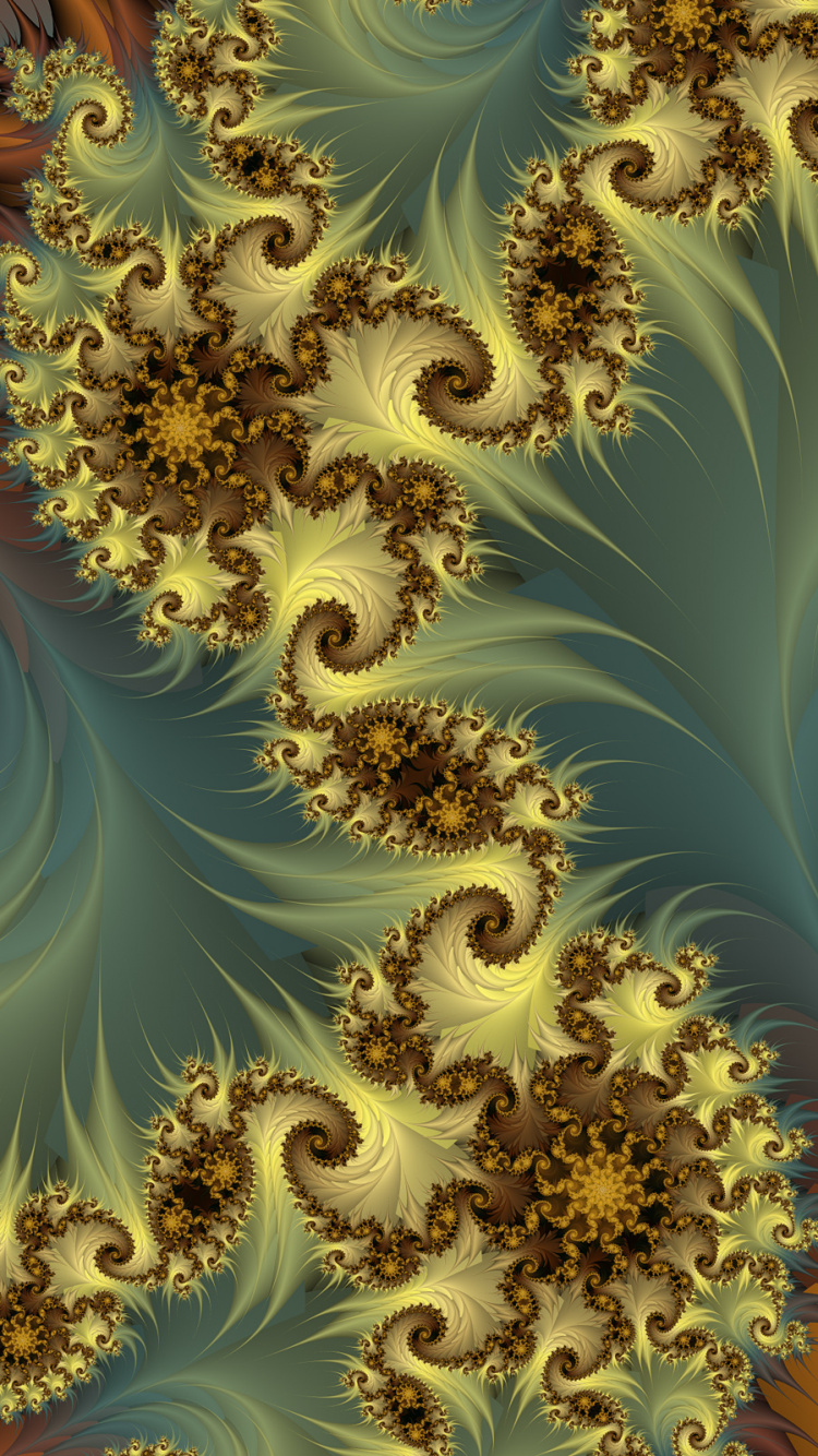 Обои фрактал, фрактальное искусство, арт, узор, дизайн в разрешении 750x1334