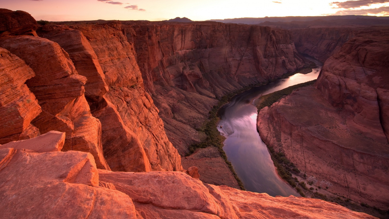 Обои хорсшу-бенд, река Колорадо, каньон, формирование, бесплодные земли в разрешении 1366x768