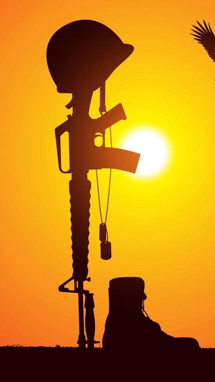 Обои индийская армия, силуэт, уличный фонарь, тепло, армия в разрешении 720x1280