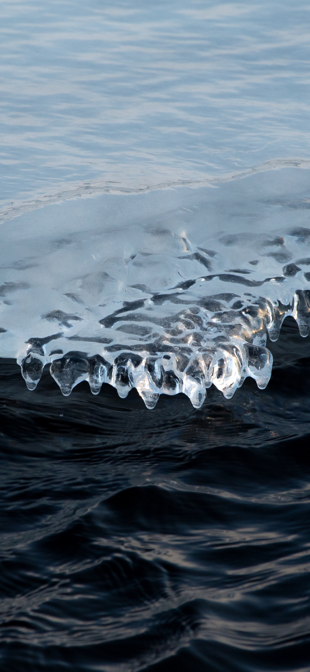 Обои небо, ветровая волна, вода, зима, лед в разрешении 1242x2688