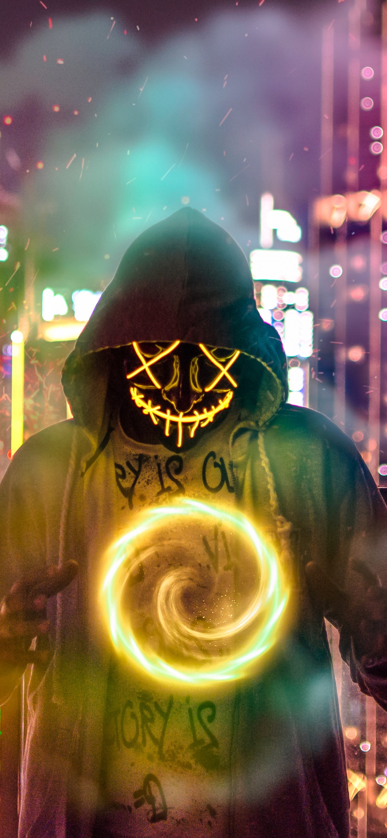 Обои арт, искусство, иллюстрация, маска, вымышленный персонаж в разрешении 1242x2688