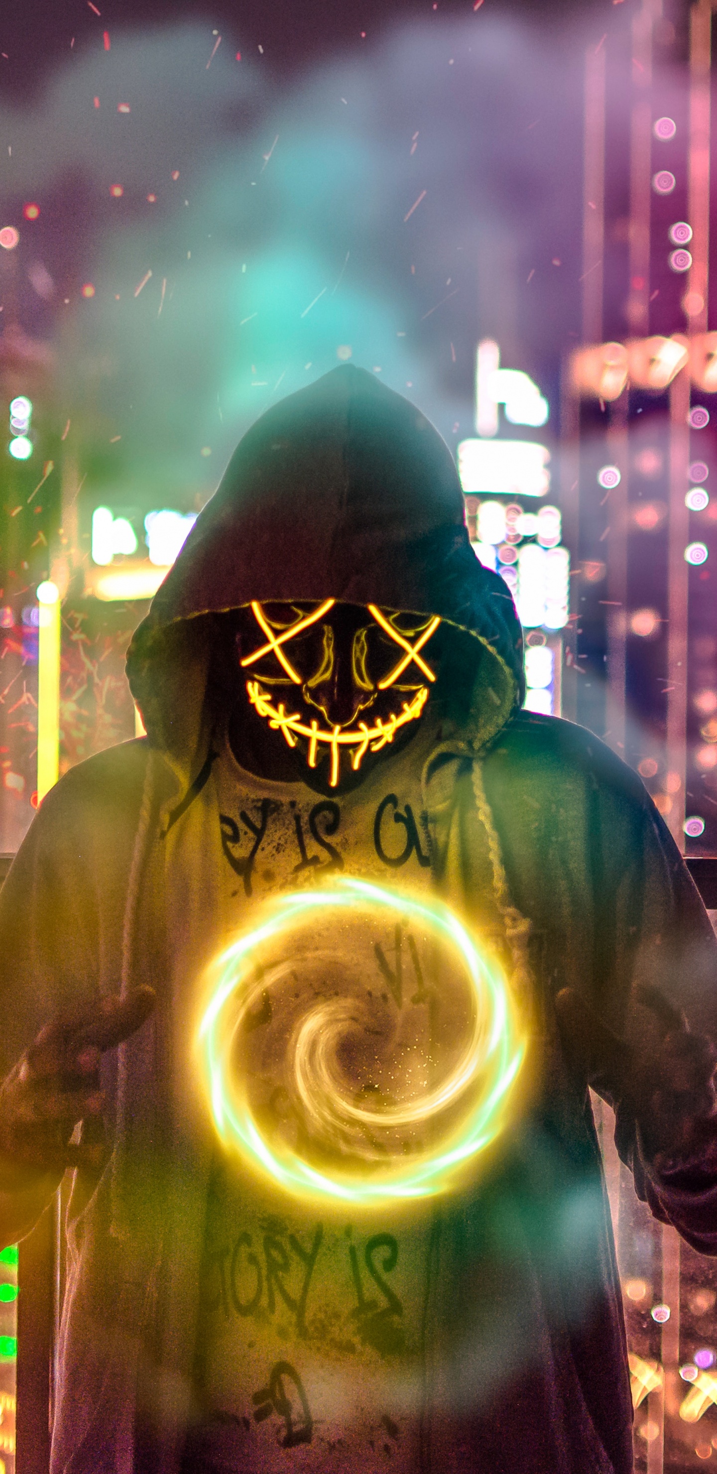 Обои арт, искусство, иллюстрация, маска, вымышленный персонаж в разрешении 1440x2960