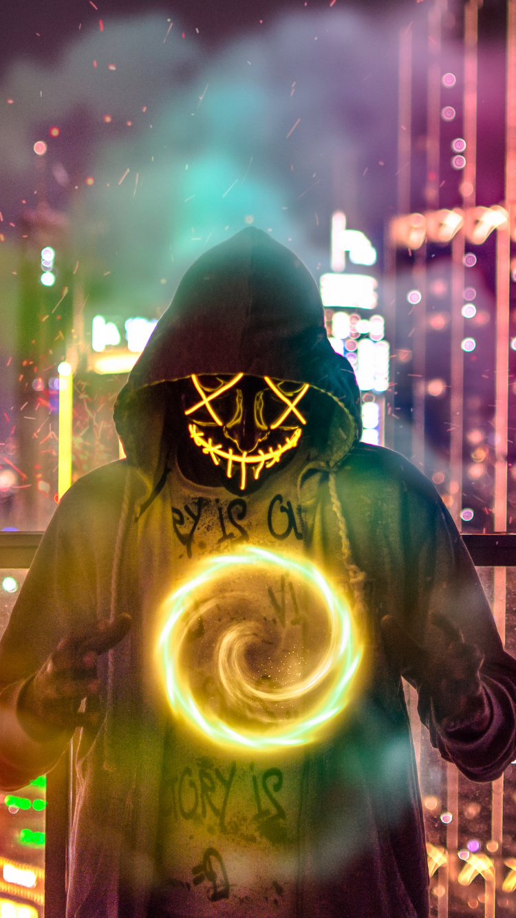 Обои арт, искусство, иллюстрация, маска, вымышленный персонаж в разрешении 750x1334