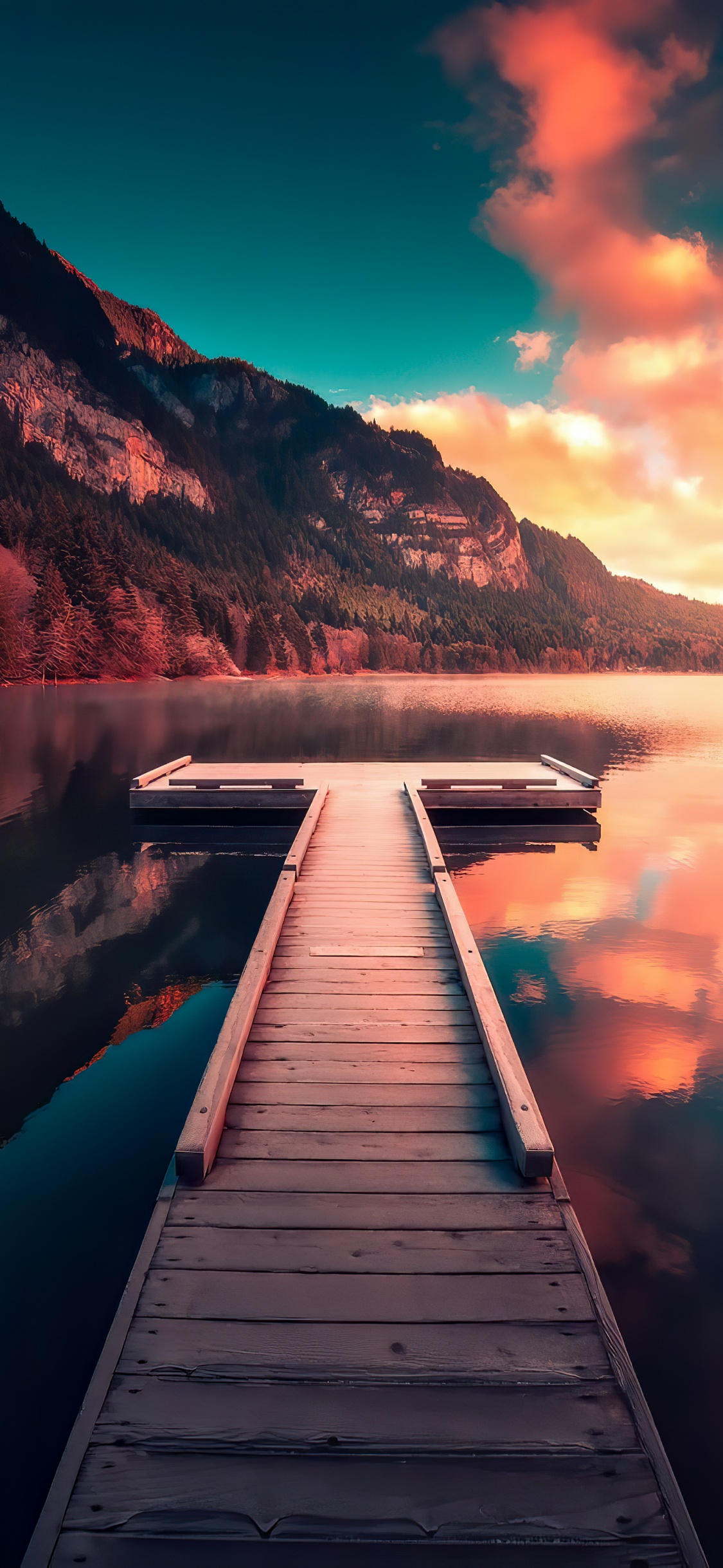 Обои Зак Доелер, арт, вода, облако, гора в разрешении 1125x2436