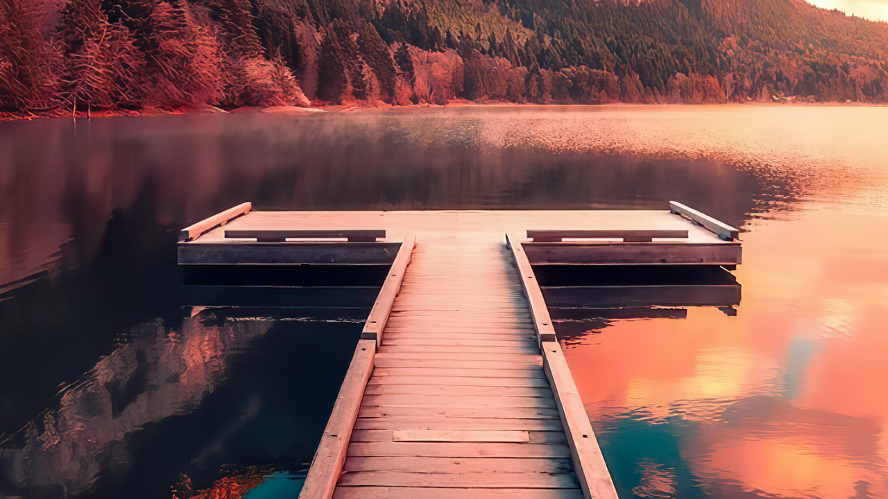 Обои Зак Доелер, арт, вода, облако, гора в разрешении 1280x720