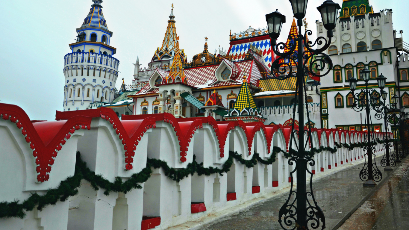 Обои Кремль в Измайлово, фасад, архитектура, средневековая архитектура, ориентир в разрешении 1366x768
