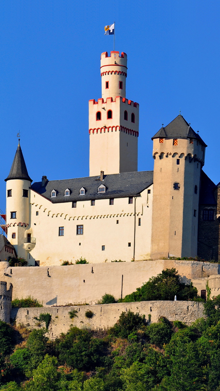 Обои Средний Рейн, Рейн Ущелье, замок, ориентир, здание в разрешении 750x1334