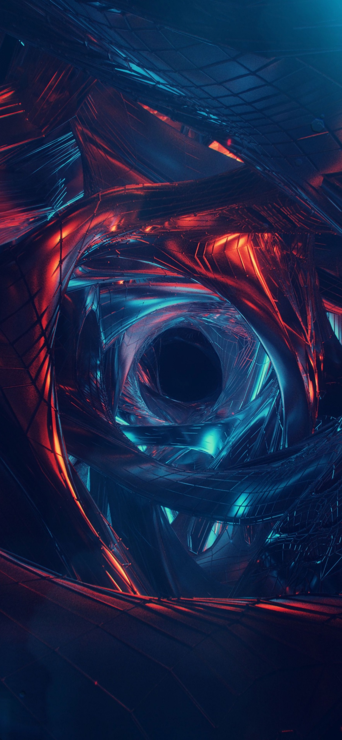 Обои андроид, красный цвет, красочность, электрик, фрактальное искусство в разрешении 1125x2436