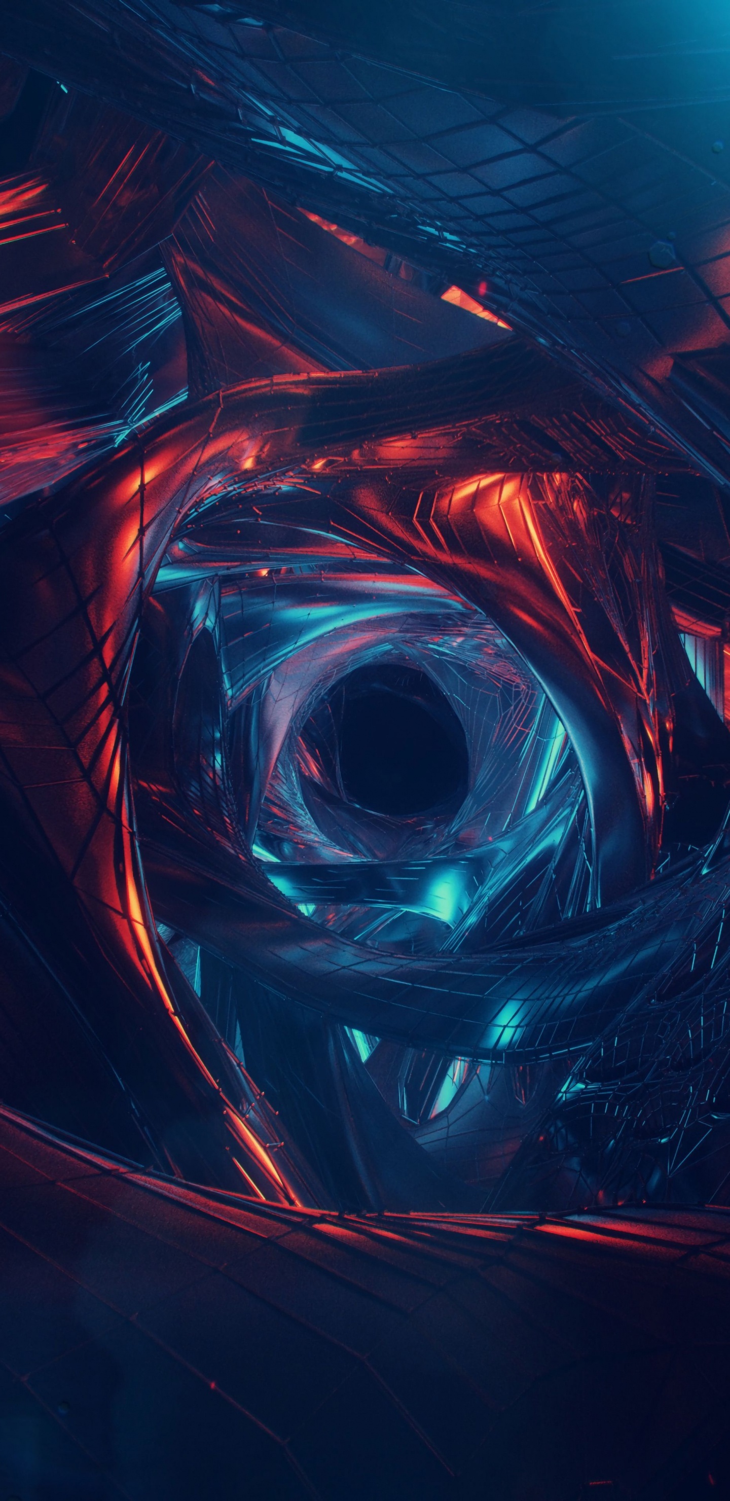 Обои андроид, красный цвет, красочность, электрик, фрактальное искусство в разрешении 1440x2960