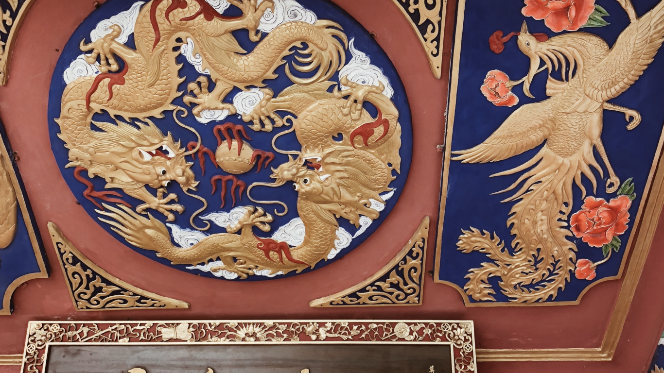 Обои Гонконг, гобелен, арт, искусство, живопись в разрешении 1366x768