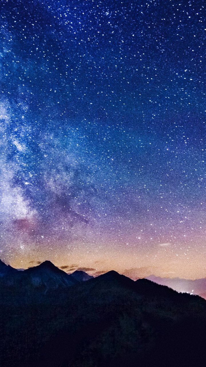 Обои Млечный Путь, Галактика, атмосфера, гора, природный ландшафт в разрешении 720x1280