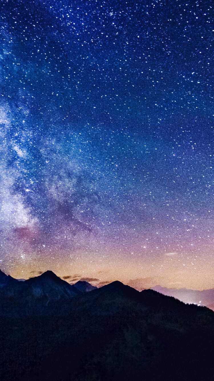 Обои Млечный Путь, Галактика, атмосфера, гора, природный ландшафт в разрешении 750x1334