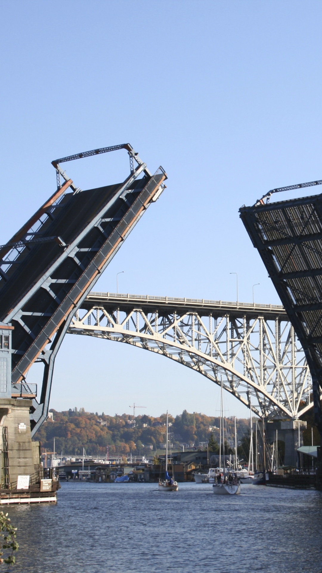Обои подъемный мост, мост, арочный мостик, Сиэтл, разводной мост в разрешении 1080x1920