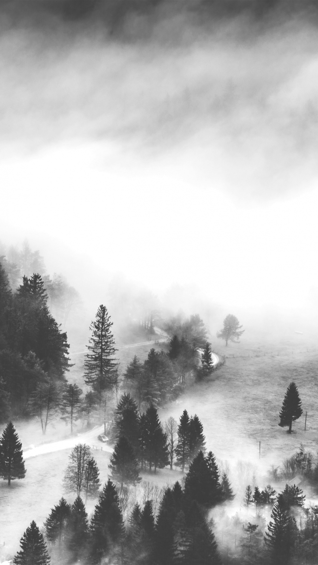 Обои гора, дымка, природа, белые, туман в разрешении 1080x1920