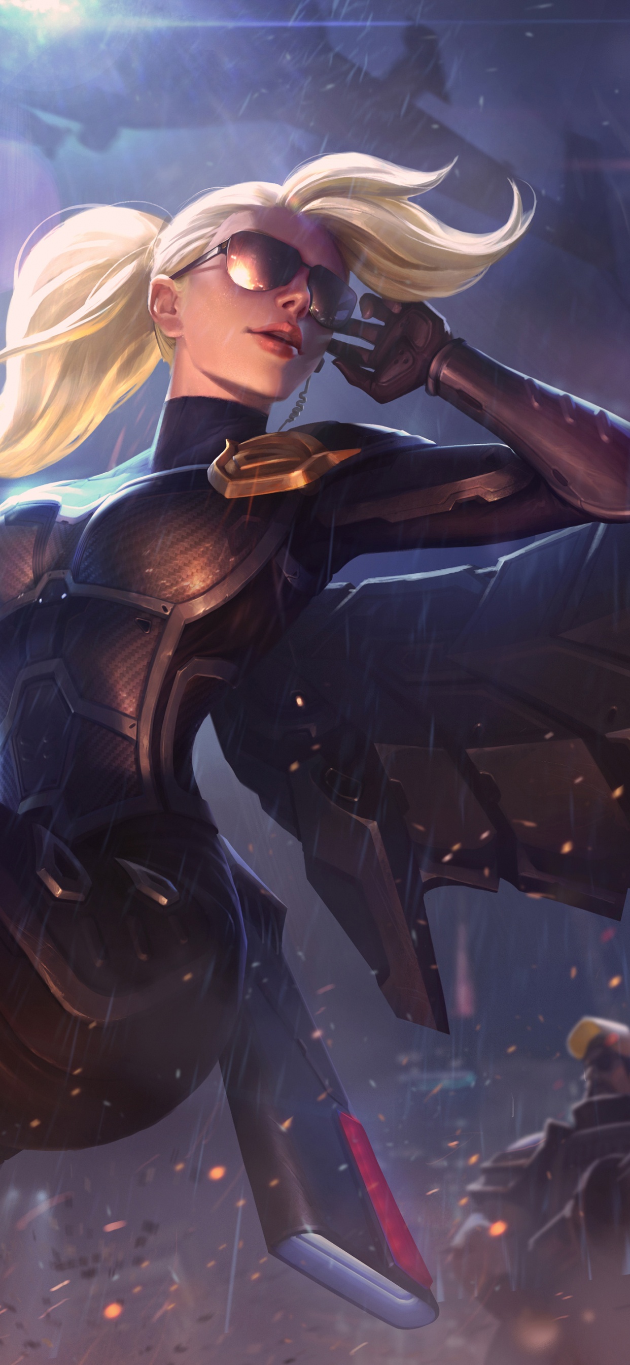 Обои иллюстрация, аниме, женщина воин, длинные волосы, riot games в разрешении 1242x2688