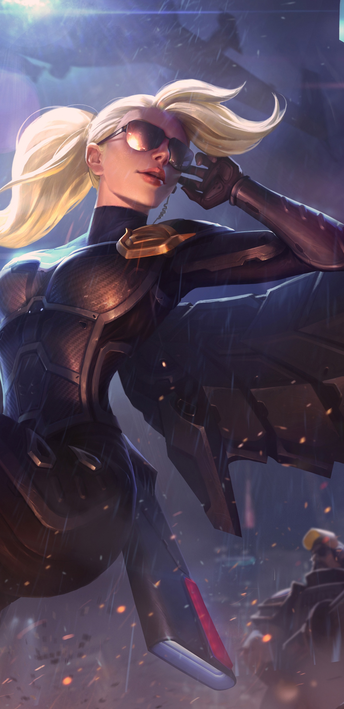 Обои иллюстрация, аниме, женщина воин, длинные волосы, riot games в разрешении 1440x2960