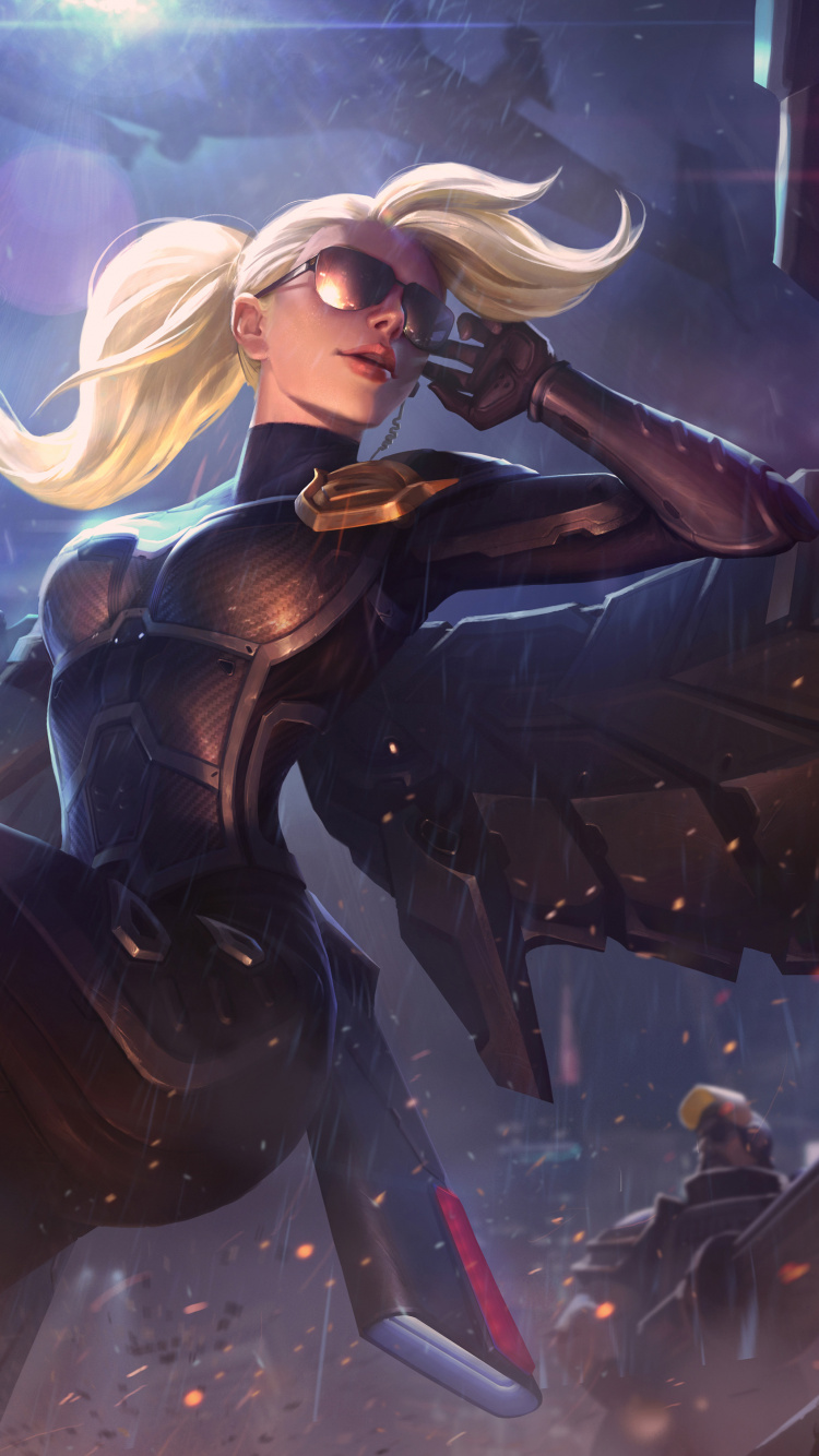 Обои иллюстрация, аниме, женщина воин, длинные волосы, riot games в разрешении 750x1334