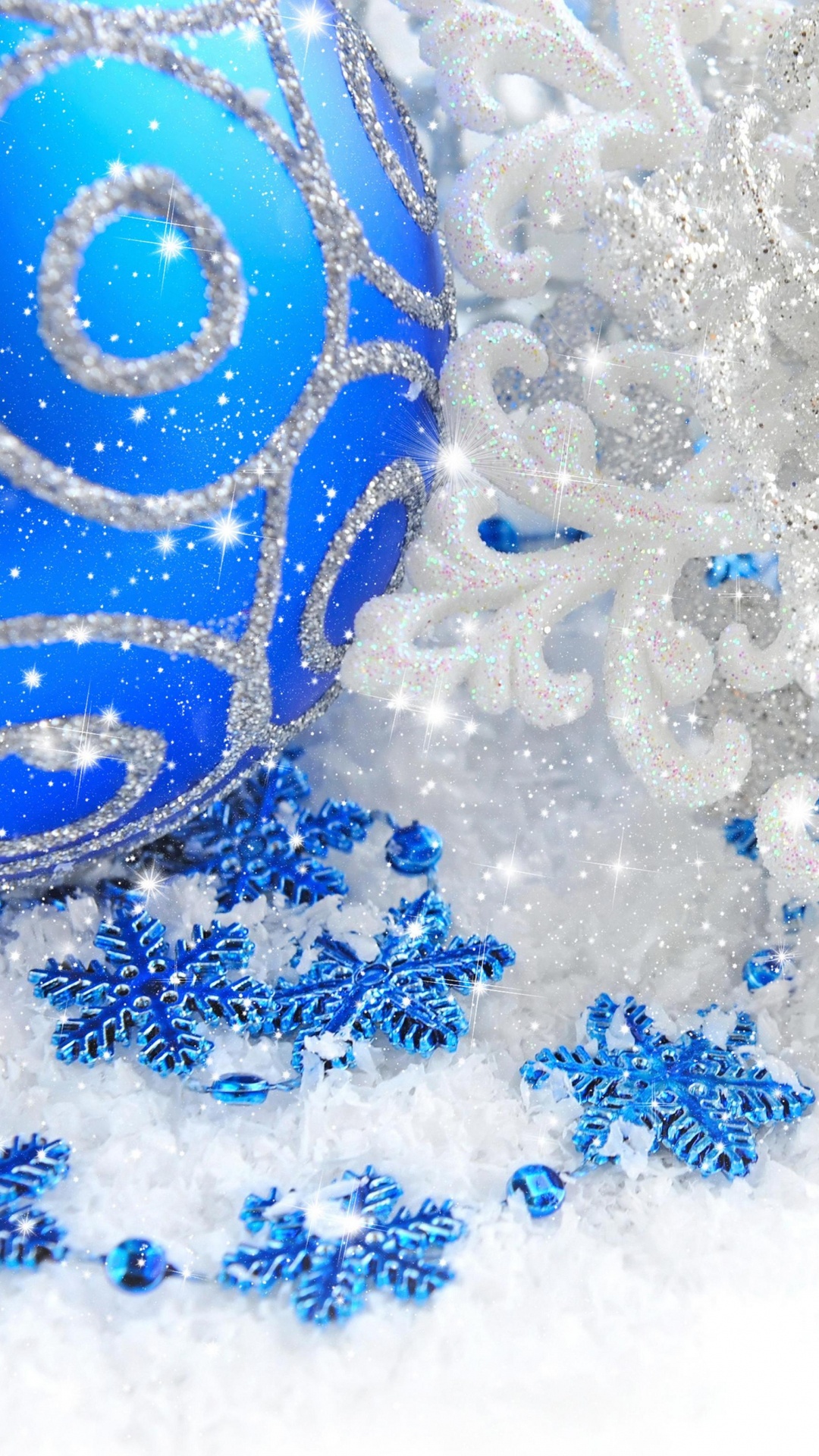 Обои Прю Холливелл, Рождественский день, синий, Снежинка, узор в разрешении 1080x1920