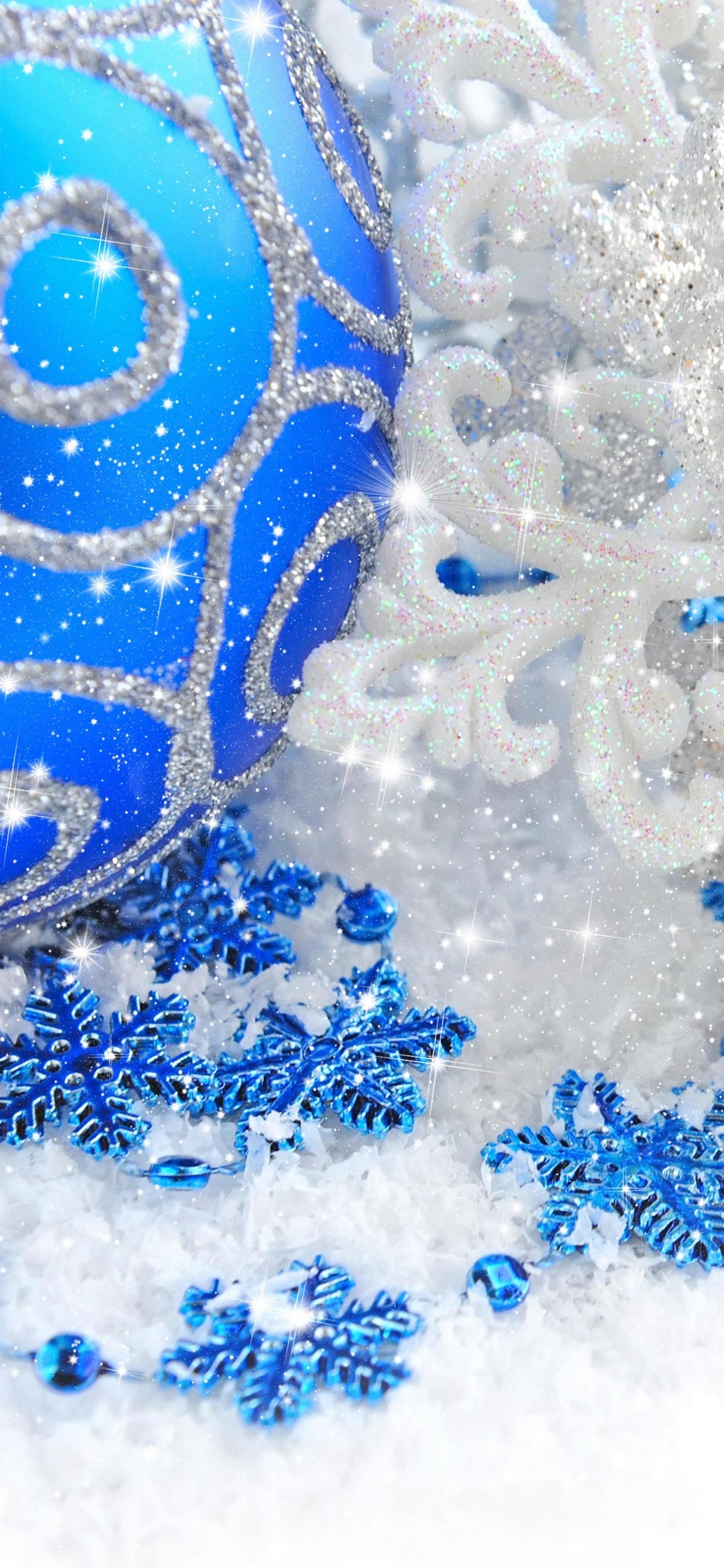 Обои Прю Холливелл, Рождественский день, синий, Снежинка, узор в разрешении 1242x2688