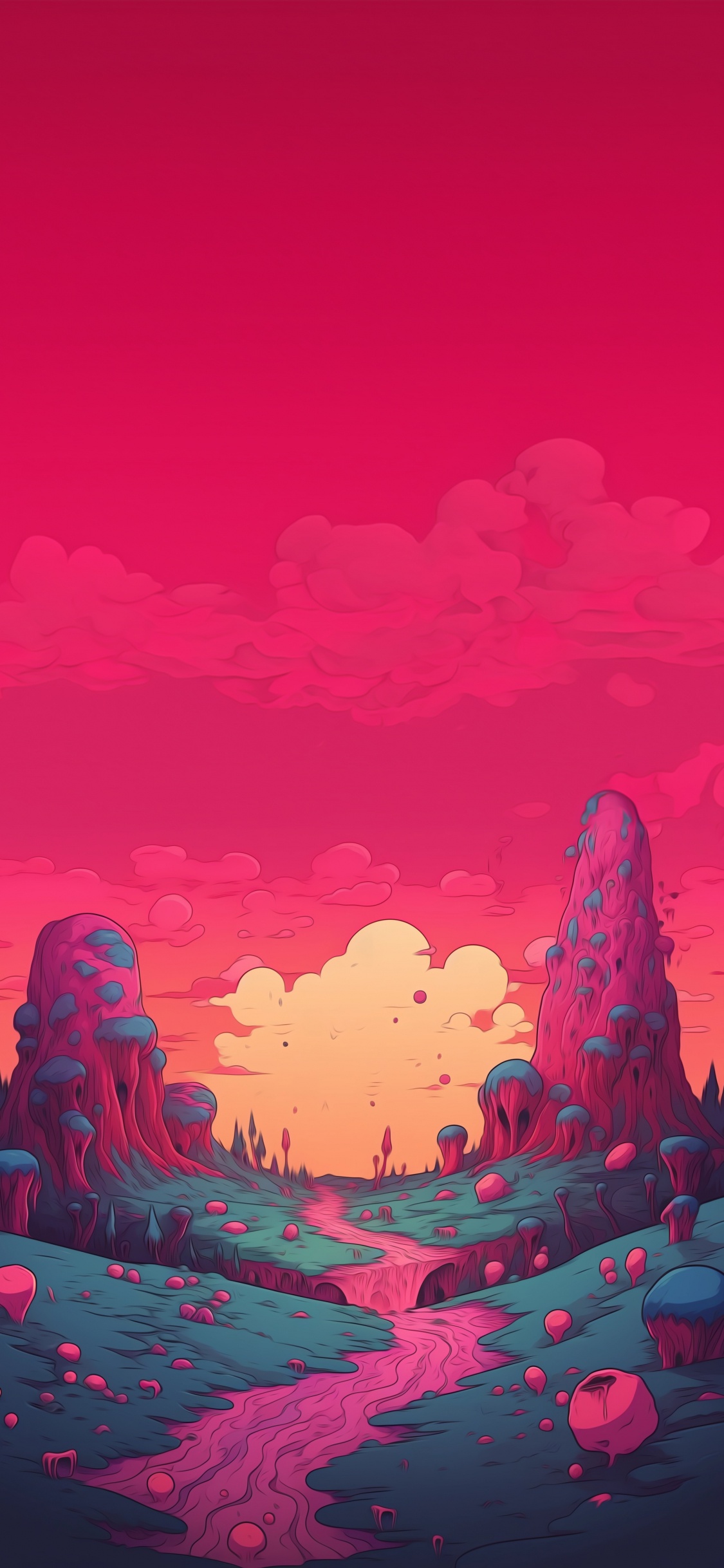 Обои визуальное искусство, художественная краска, послесвечение, природный ландшафт, мир в разрешении 1125x2436