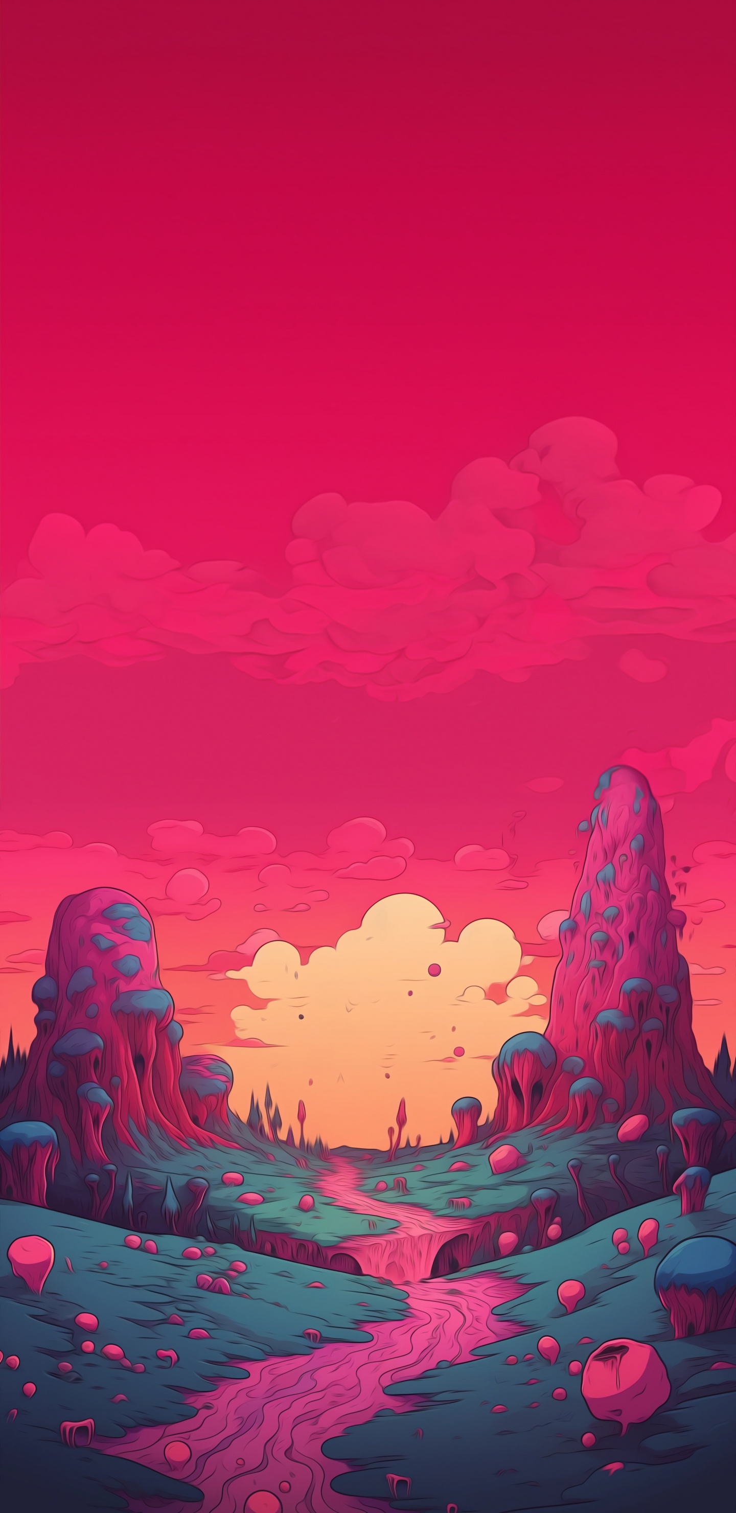 Обои визуальное искусство, художественная краска, послесвечение, природный ландшафт, мир в разрешении 1440x2960