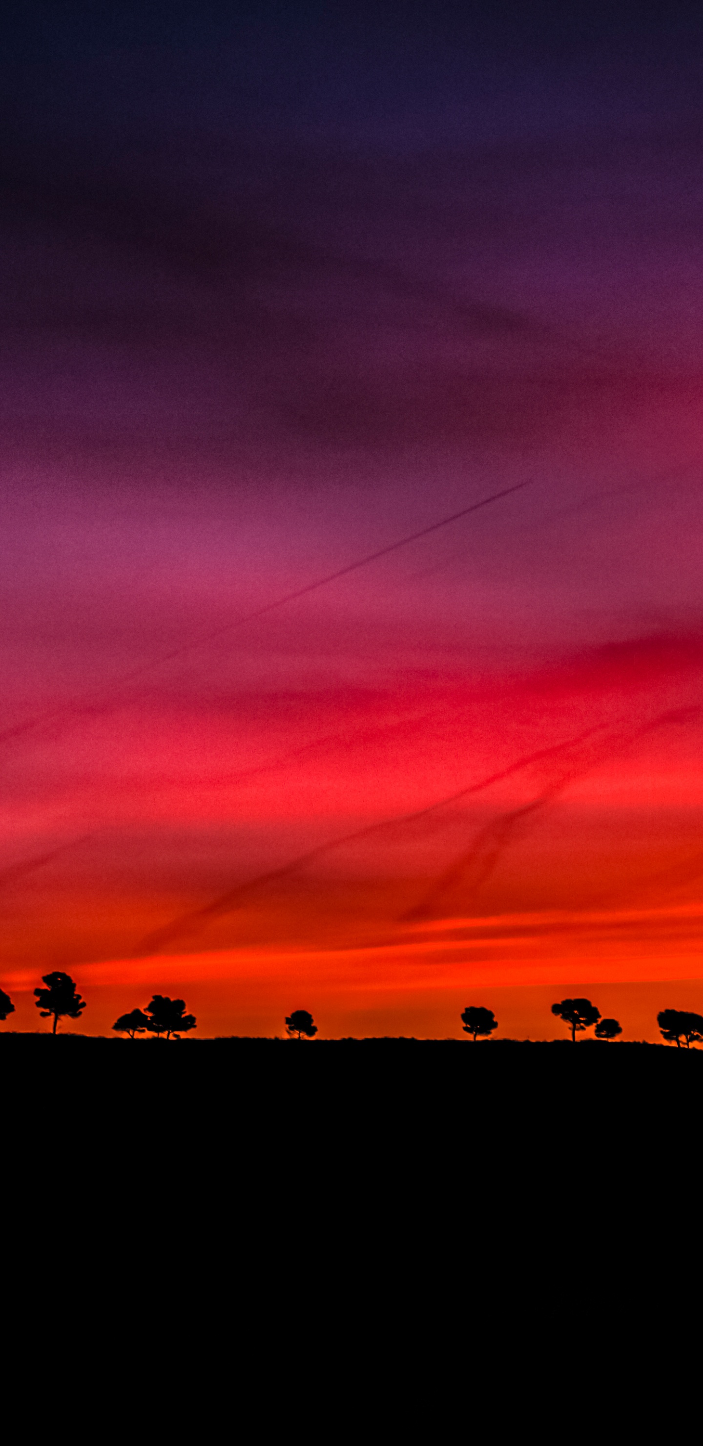 Обои красный пейзаж, театральные декорации, пейзаж, сумрак, облако в разрешении 1440x2960