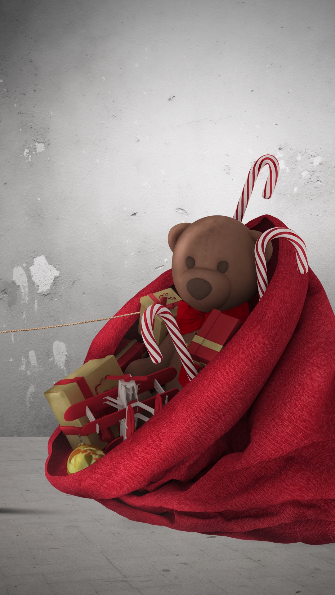 Обои Дед Мороз, Санта-Клаус, подарок, Рождественский день, красный цвет в разрешении 1080x1920