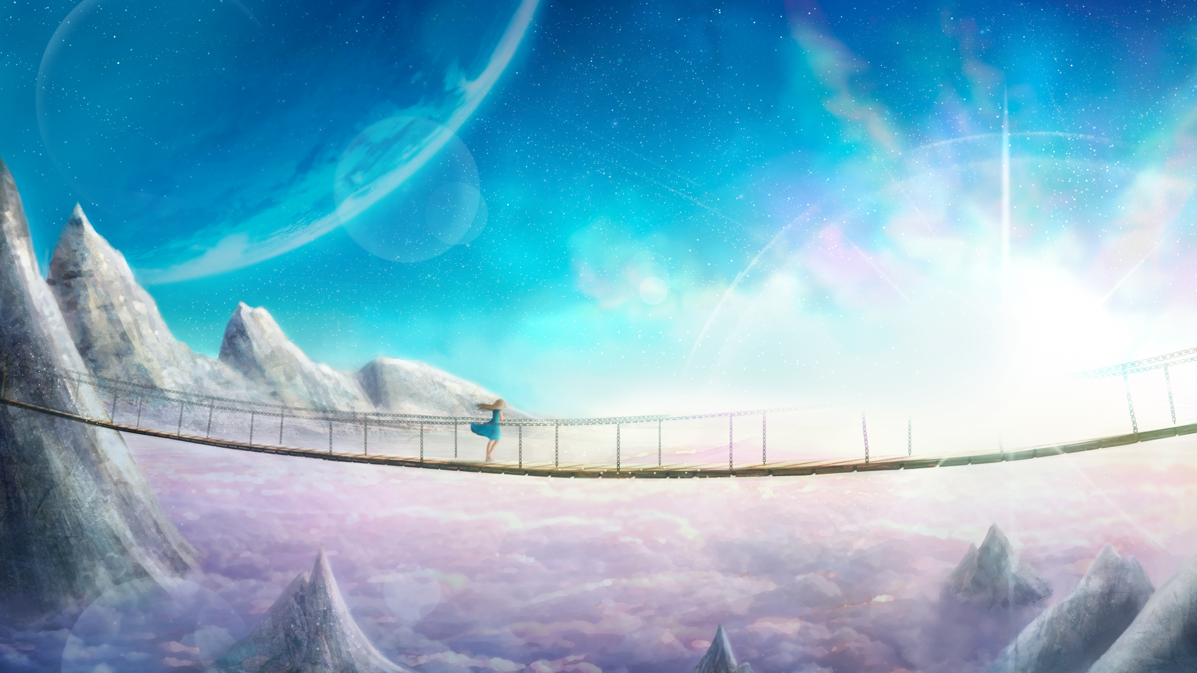 Обои аниме, пейзаж, пейзажная живопись, атмосфера, облако в разрешении 3840x2160