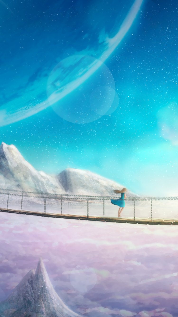 Обои аниме, пейзаж, пейзажная живопись, атмосфера, облако в разрешении 750x1334