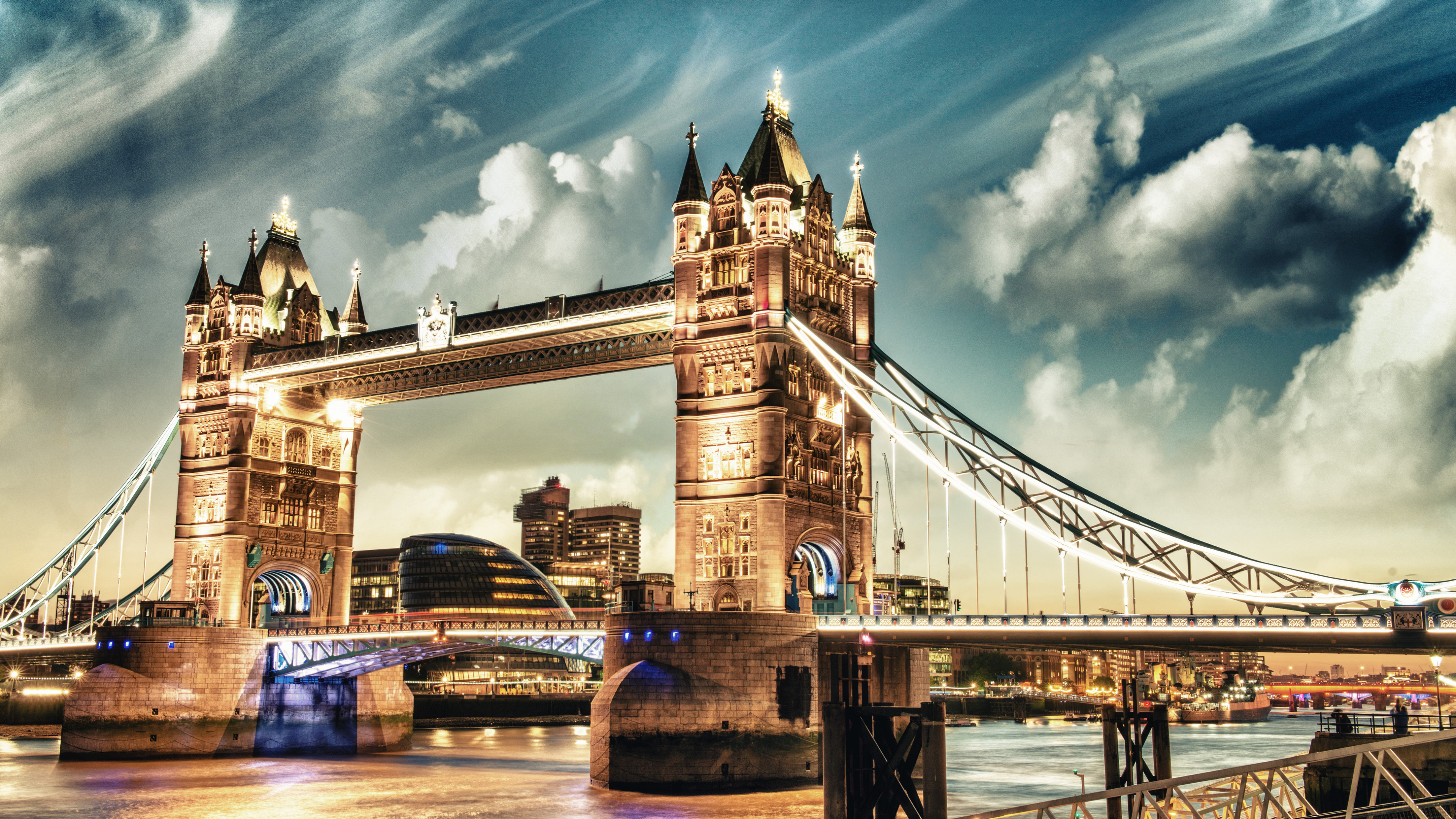 Обои тауэрский мост, мост, ориентир, город, вышка в разрешении 3840x2160