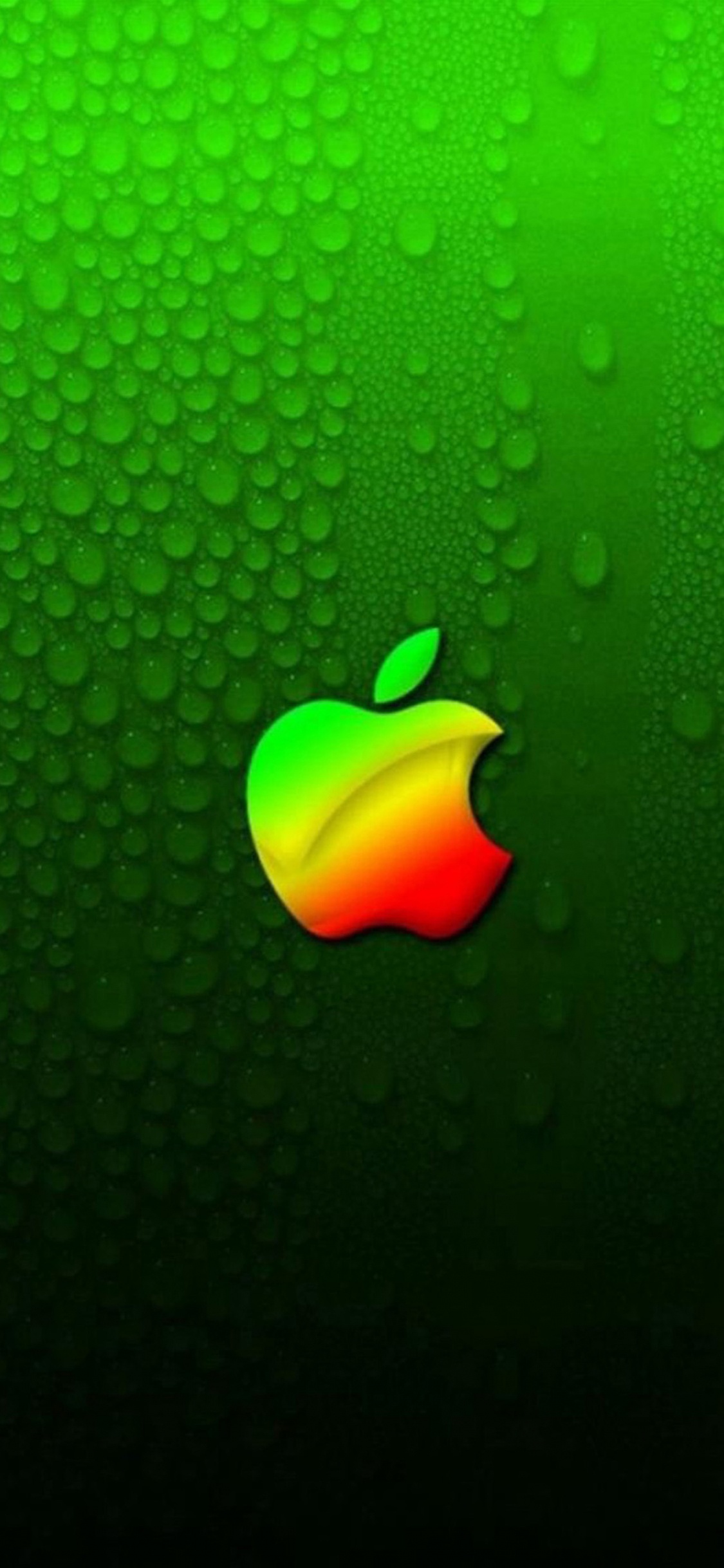 Обои apple, зеленый, вода, графика, красочность в разрешении 1125x2436