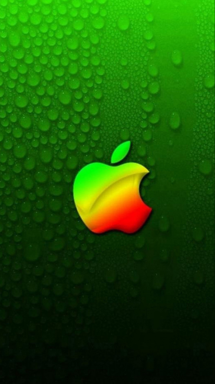 Обои apple, зеленый, вода, графика, красочность в разрешении 750x1334
