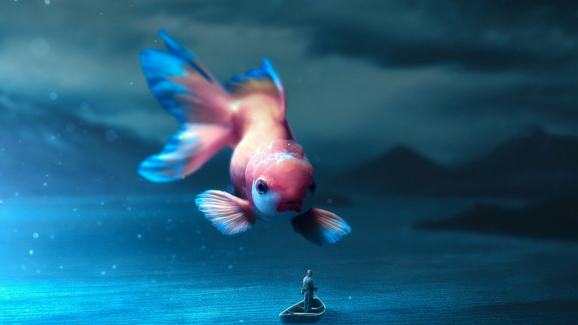 Обои вода, птица, клюв, электрик, арт в разрешении 1920x1080