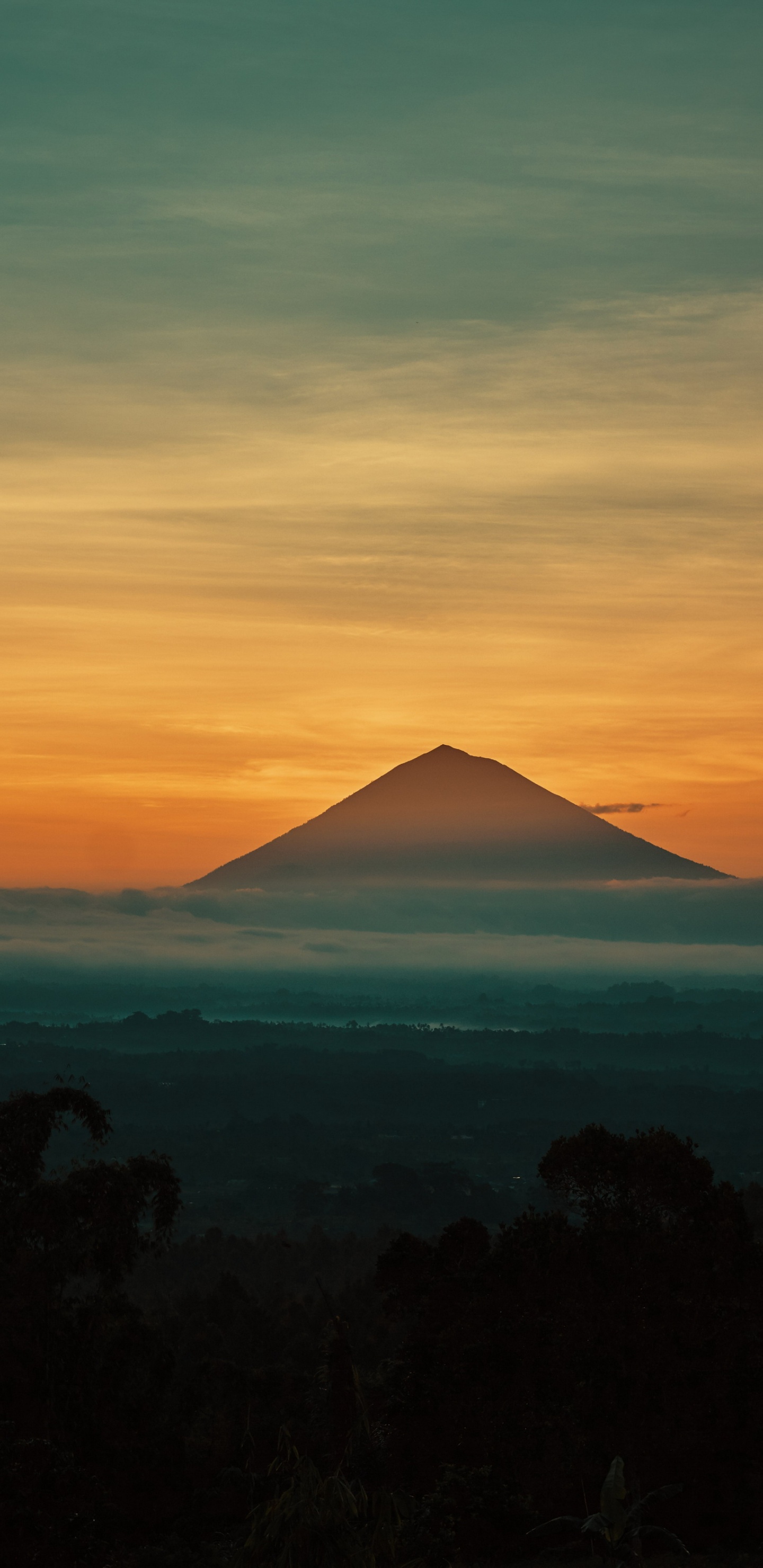 Обои закат, живопись, сагитве, пейзаж, облако в разрешении 1440x2960
