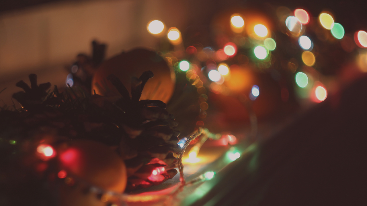 Обои Рождественские огни, свет, освещение, ночь, темнота в разрешении 1280x720