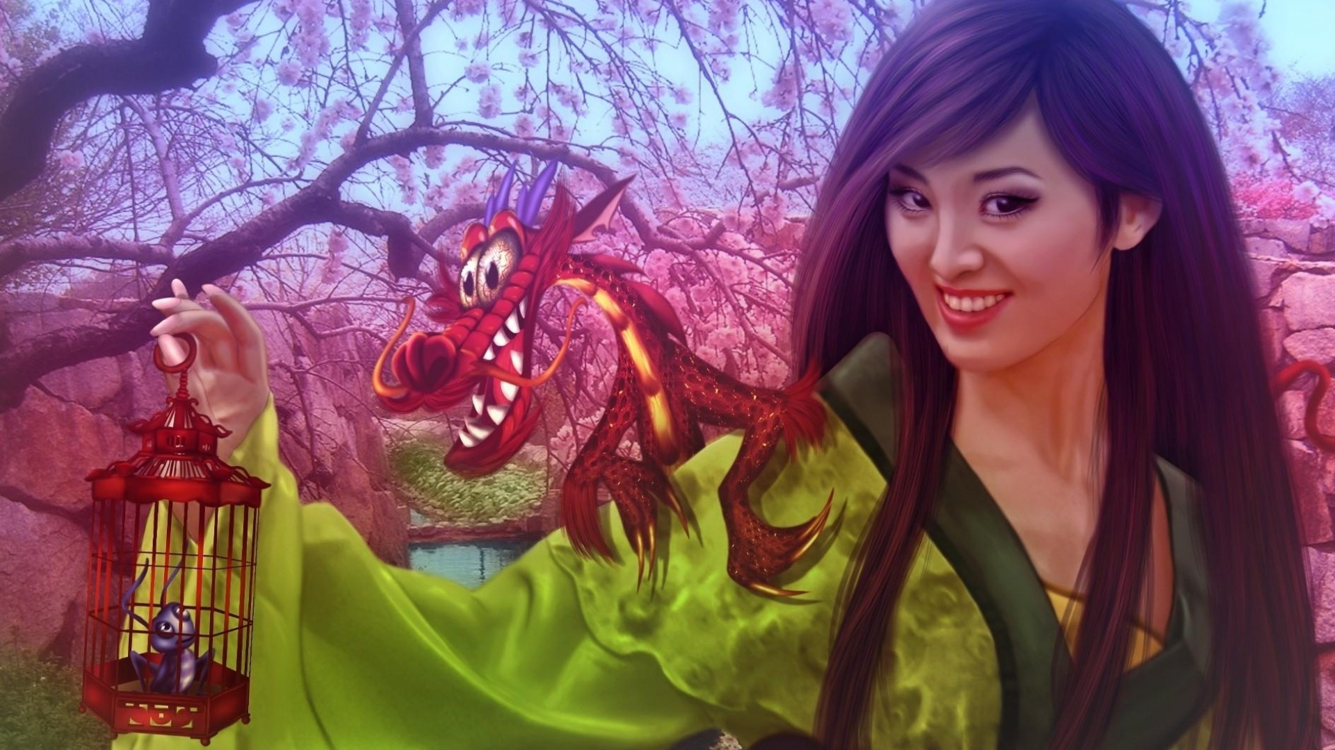 Обои весна, пурпурный цвет, пурпурный, Сакура, розовый в разрешении 1920x1080