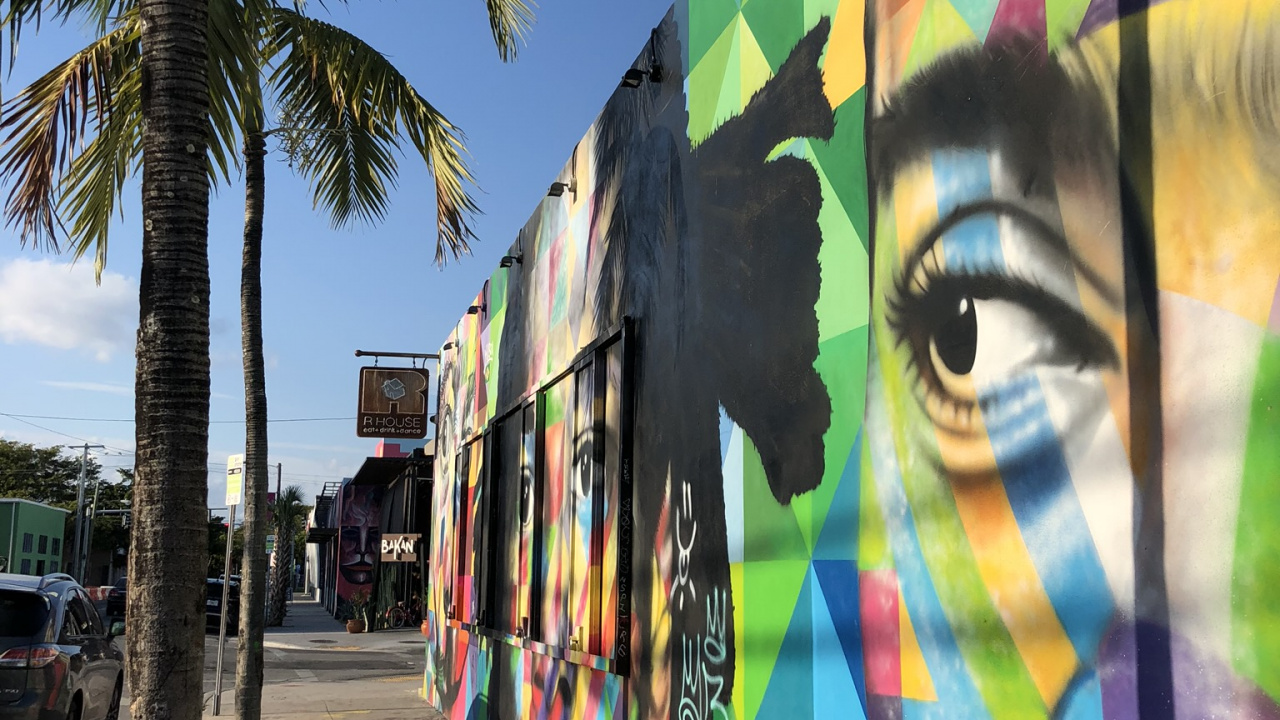 Обои Майами, фреска, красочность, граффити, полутона и оттенки в разрешении 1280x720