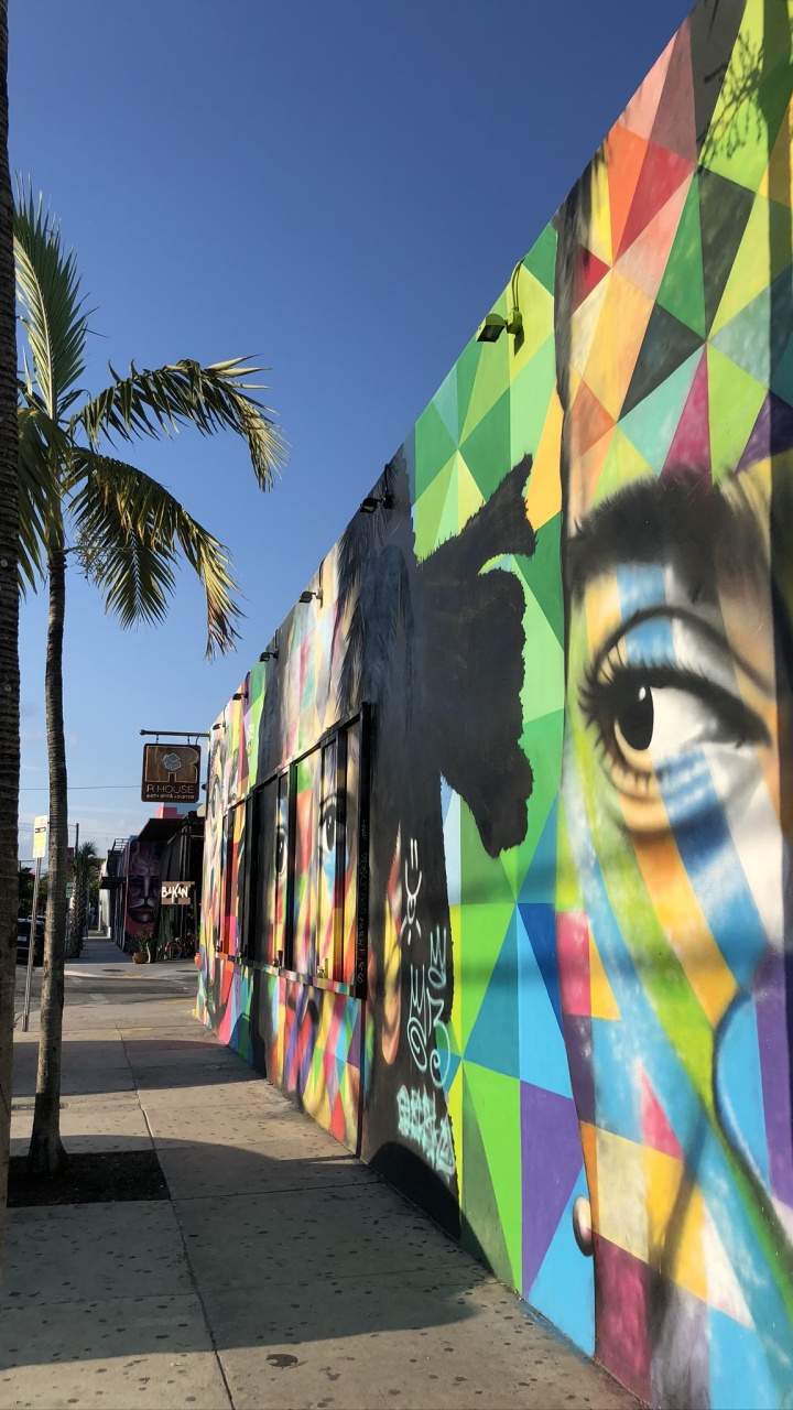 Обои Майами, фреска, красочность, граффити, полутона и оттенки в разрешении 720x1280