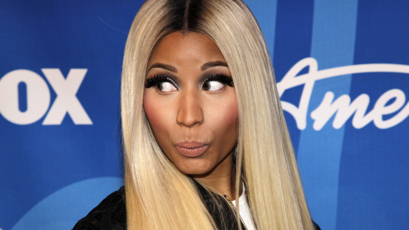 Обои ники минаж, реппер, волосы, лицо, блондин в разрешении 1366x768