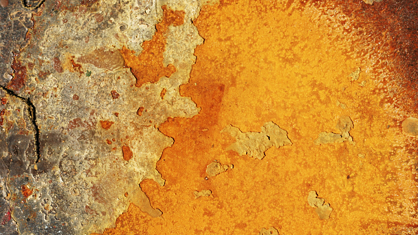 Обои ржавчина, металл, дизайн, желтый, Апельсин в разрешении 1366x768