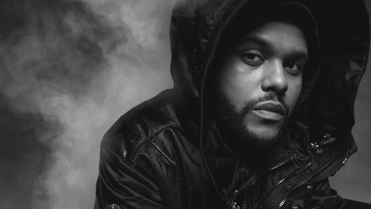 Обои Коган vman, The Weeknd, портрет, черный, лицо в разрешении 1280x720