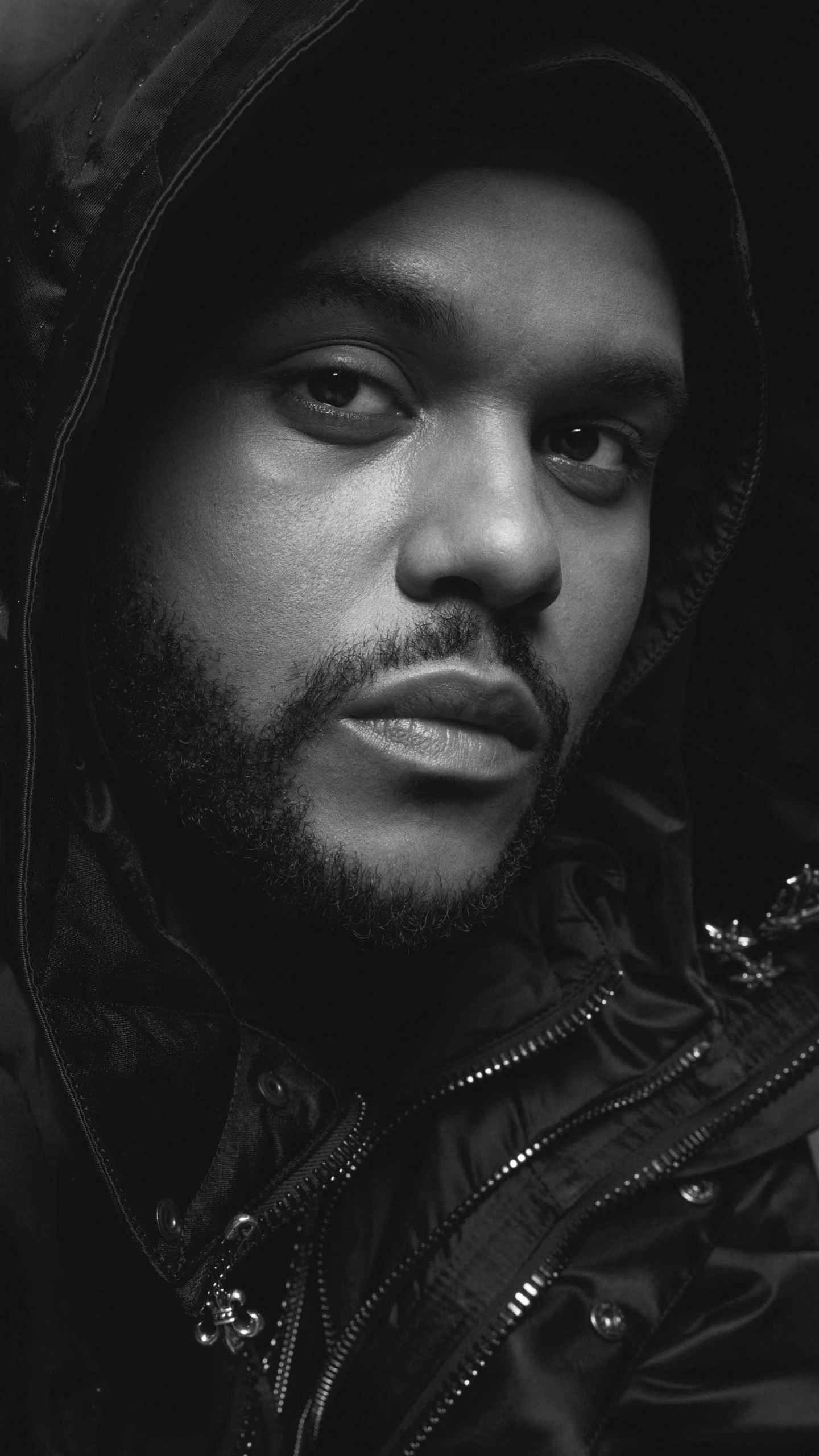 Обои Коган vman, The Weeknd, портрет, черный, лицо в разрешении 1440x2560