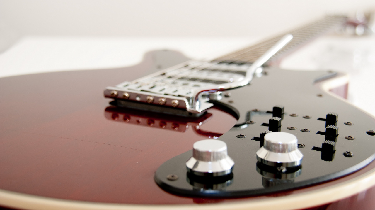 Обои гитара, электрогитара, струнный инструмент, музыкальный инструмент, щипковые струнные инструменты в разрешении 1280x720